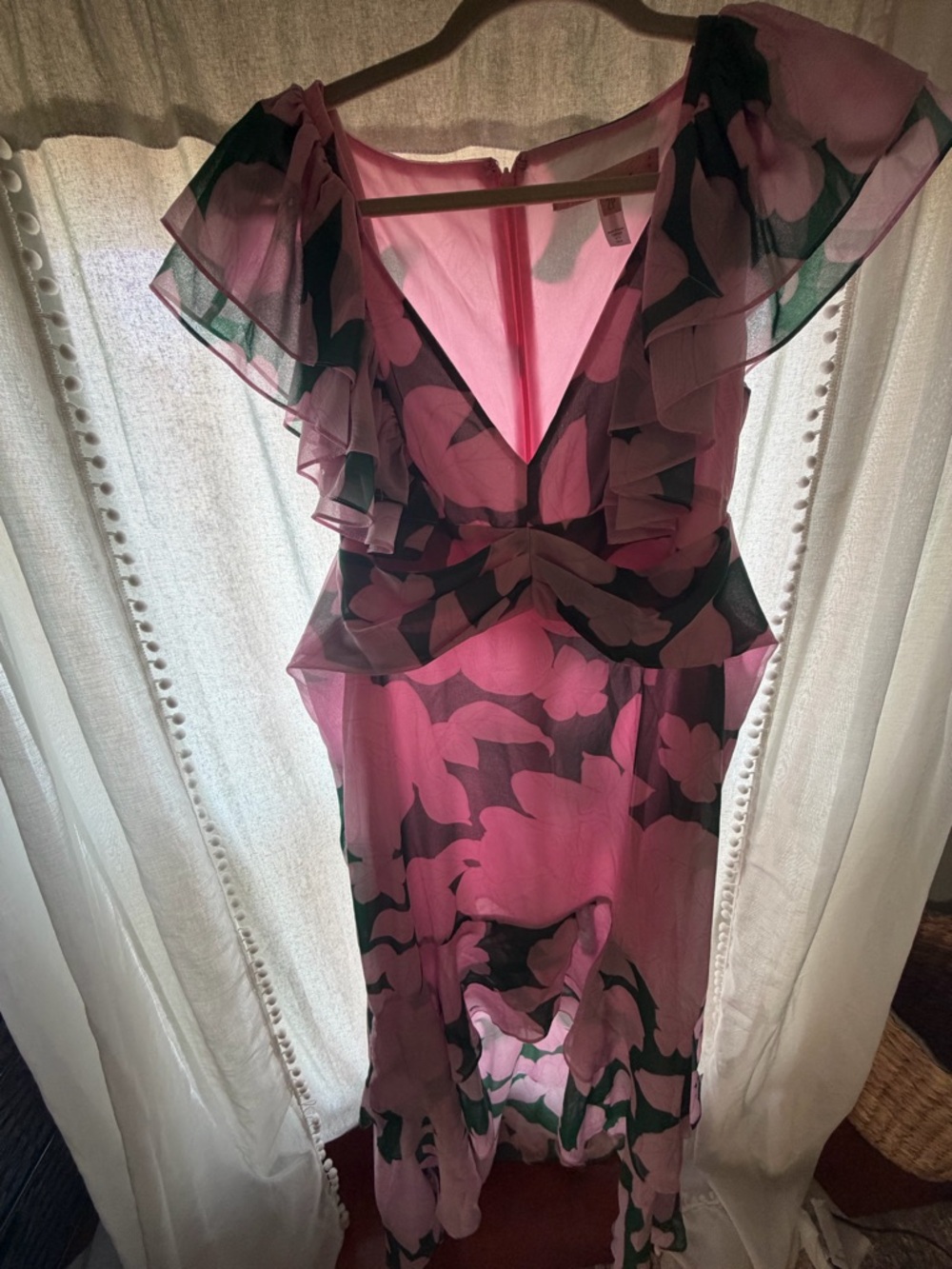 Hutch Pink and Black Floral High-Low Dress